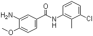 structure of CAS# 63969-05-1, 3-Amino-4-methoxy-(3'-chloro-2'-methyl)benzanilide;3-Amino-N-(3-chloro-2-methylphenyl)-4-methoxybenzamide