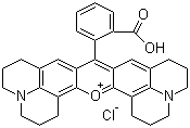 structure of CAS# 64339-18-0, Rhodamine 101 chloride;9-(2-Carboxyphenyl)-2,3,6,7,12,13,16,17-octahydro-1H,5H,11H,15H-xantheno[2,3,4-ij:5,6,7-i'j']diquinolizin-18-ium chloride