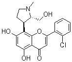 structure of CAS# 647019-54-3, P-1002;rel-2-(2-Chlorophenyl)-5,7-dihydroxy-8-[(2R,3S)-2-(hydroxymethyl)-1-methyl-3-pyrrolidinyl]-4H-1-benzopyran-4-one