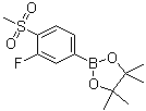 structure of CAS# 648904-85-2, 3-Fluoro-4-(methylsulfonyl)phenylboronic acid pinacol ester;2-[3-Fluoro-4-(methanesulfonyl)phenyl]-4,4,5,5-tetramethyl-[1,3,2]dioxaborolane