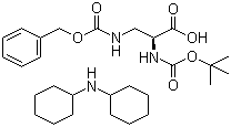 structure of CAS# 65710-58-9, N-Boc-N'-Cbz-L-2,3-diaminopropionic acid dicyclohexylamine salt;N-[(1,1-Dimethylethoxy)carbonyl]-3-[[(phenylmethoxy)carbonyl]amino]-L-alanine dicyclohexylamine salt