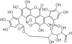 structure of CAS# 65995-64-4, Punicalin;D-Glucose cyclic 4,6-[(2S,2'S)-2,2'-(5,10-dihydro-2,3,7,8-tetrahydroxy-5,10-dioxo[1]benzopyrano[5,4,3-cde][1]benzopyran-1,6-diyl)bis[3,4,5-trihydroxybenzoate]]