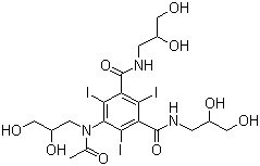 structure of CAS# 66108-95-0, Iohexol;5-[N-(2,3-Dihydroxypropyl)acetamido]-2,4,6-triiodo-N,N'-bis(2,3-dihydroxypropyl)isophthalamide