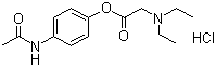 结构式 CAS# 66532-86-3, 盐酸丙帕他莫; 4-(乙酰氨基)苯基 N,N-二乙基甘氨酸酯盐酸盐