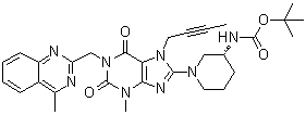 [(3R)-1-[7-(2-Butynyl)-2,3,6,7-tetrahydro-3-methyl-1-[(4-methyl-2-quinazolinyl)methyl]-2,6-dioxo-1H-purin-8-yl]-3-piperidinyl]carbamic acid 1,1-dimethylethyl ester molecular structure (CAS 668273-75-4)