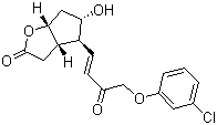 structure of CAS# 67738-67-4, [3aa,4a(E),5b,6aa]-4-[4-(3-Chlorophenoxy)-3-oxo-1-butenyl]hexahydro-5-hydroxy-2H-cyclopenta[b]furan-2-one;4-[(E)-4-(3-chlorophenoxy)-3-oxobut-1-enyl]-5-hydroxy-3,3a,4,5,6,6a-hexahydrocyclopenta[b]furan-2-one