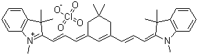 2-((E)-3-(5,5-Dimethyl-3-[(E)-3-(1,3,3-trimethyl-1,3-dihydro-2H-indol-2-ylidene)-1-propenyl]-2-cyclohexen-1-ylidene)-1-propenyl)-1,3,3-trimethyl-3H-indolium perchlorate molecular structure (CAS 68339-63-9)