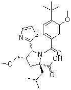 结构式 CAS# 687637-24-7, (4S,5R)-1-[4-叔丁基-3-甲氧基苯甲酰基]-4-(甲氧基甲基)-2-(2-甲基丙基)-5-(2-噻唑基)-L-脯氨酸