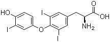 结构式 CAS# 6893-02-3, 三碘甲状腺原氨酸; 3,3',5-三碘甲状腺原氨酸; 碘噻罗宁; 碘苯丙氨酸; O-(4-羟基-3-碘苯基)-3,5-二碘-L-酪氨酸