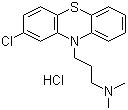 结构式 CAS# 69-09-0, 盐酸氯丙嗪; N,N-二甲基-2-氯-10H-吩噻嗪-10-丙胺盐酸盐