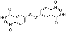 structure of CAS# 69-78-3, 3-Carboxy-4-nitrophenyl disulfide;5,5'-Dithiobis(2-nitrobenzoic acid); 6,6'-Dinitro-3,3'-dithiodibenzoic acid; Bis(3-carboxy-4-nitrophenyl) disulfide; DTNB; Ellmann's Reagent