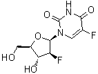 结构式 CAS# 69123-95-1, 1-(2-脱氧-2-氟-beta-D-阿拉伯呋喃糖基)-5-氟-2,4(1H,3H)-嘧啶二酮