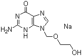 structure of CAS# 69657-51-8, Aciclovir sodium;2-Amino-1,9-dihydro-9-[(2-hydroxyethoxy)methyl]-6H-purin-6-one monosodium salt; Acycloguanosine sodium