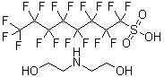 结构式 CAS# 70225-14-8, 1,1,2,2,3,3,4,4,5,5,6,6,7,7,8,8,8-十七氟-1-辛烷磺酸二乙醇胺盐