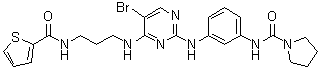 结构式 CAS# 702675-42-1, N-[3-[[5-溴-4-[[3-[(2-噻吩基羰基)氨基]丙基]氨基]-2-嘧啶基]氨基]苯基]-1-吡咯烷甲酰胺