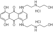 structure of CAS# 70476-82-3, Mitoxantrone hydrochloride;1,4-Dihydroxy-5,8-bis[[2-[(2-hydroxyethyl)amino]ethyl]amino]anthraquinone dihydrochloride; Mitozantrone hydrochloride; Novantrone
