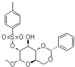 结构式 CAS# 70774-92-4, 甲基 4,6-O-[(R)-苯基亚甲基]-alpha-D-吡喃葡萄糖苷 2-(4-甲基苯磺酸酯)