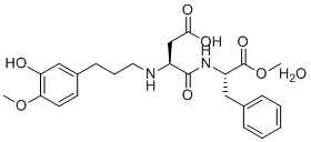 structure of CAS# 714229-20-6, Advantame;(3S)-3-[3-(3-hydroxy-4-methoxyphenyl)propylamino]-4-[[(2S)-1-methoxy-1-oxo-3-phenylpropan-2-yl]amino]-4-oxobutanoic acid;hydrate