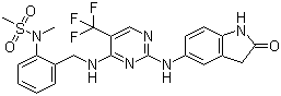 structure of CAS# 717906-29-1, N-Methyl-N-[2-[[[2-[(2-oxo-2,3-dihydro-1H-indol-5-yl)amino]-5-trifluoromethylpyrimidin-4-yl]amino]methyl]phenyl]methanesulfonamide
