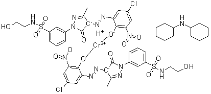 Bis[3-[4-[(5-chloro-2-hydroxy-3-nitrophenyl)azo]-4,5-dihydro-3-methyl-5-oxo-1H-pyrazol-1-yl]-N-(2-hydroxyethyl)benzenesulfonamidato(2-)]hydrogen chromate(1-)  compd. with N-cyclohexylcyclohexanamine (1:1) molecular structure (CAS 71839-83-3)