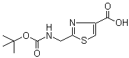 结构式 CAS# 71904-80-8, 2-[[(叔丁氧羰基)氨基]甲基]噻唑-4-羧酸