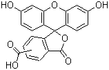 structure of CAS# 72088-94-9, 5(6)-Carboxyfluorescein;4(5)-Carboxyfluorescein; 3',6'-Dihydroxy-3-oxospiro[2-benzofuran-1,9'-xanthene]-5(6)-carboxylic acid