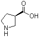 结构式 CAS# 72580-54-2, (R)-吡咯烷-3-甲酸