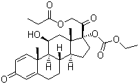 structure of CAS# 73771-04-7, Prednicarbate;[2-(17-ethoxycarbonyloxy-11-hydroxy-10,13-dimethyl-3-oxo-7,8,9,11,12,14,15,16-octahydro-6H-cyclopenta[a]phenanthren-17-yl)-2-oxo-ethyl] propanoate