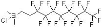 structure of CAS# 74612-30-9, [2-(Perfluorooctyl)ethyl]dimethylchlorosilane;Chlorodimethyl(1H,1H,2H,2H-perfluorodecyl)silane; Dimethyl[2-(perfluorooctyl)ethyl]chlorosilane; SIH 5840.4; [2-(Heptadecafluorooctyl)ethyl]dimethylchlorosilane