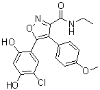 structure of CAS# 747413-08-7, 5-(5-Chloro-2,4-dihydroxyphenyl)-N-ethyl-4-(4-methoxyphenyl)-3-isoxazolecarboxamide;VER 50589