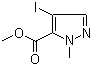 结构式 CAS# 75092-26-1, 4-碘-1-甲基-1H-吡唑-5-羧酸甲酯
