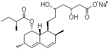 structure of CAS# 75225-50-2, Lovastatin sodium salt ;[1S-[1a(bS,dS),2a,6b,8b(R),8aa]]-1,2,6,7,8,8a-Hexahydro-b,d-dihydroxy-2,6-dimethyl-8-(2-methyl-1-oxobutoxy)-1-naphthaleneheptanoic acid monosodium salt; Sodium mevinolinate
