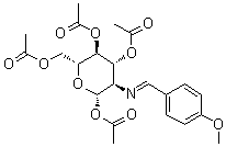 structure of CAS# 7597-81-1, 2-Deoxy-2-[[(4-methoxyphenyl)methylene]amino]-beta-D-glucopyranose 1,3,4,6-tetraacetate;NSC 108113; NSC 42338