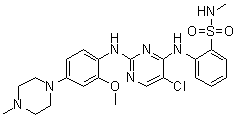 structure of CAS# 761438-38-4, 2-[[5-Chloro-2-[[2-methoxy-4-(4-methyl-1-piperazinyl)phenyl]amino]-4-pyrimidinyl]amino]-N-methylbenzenesulfonamide;ALK inhibitor 2