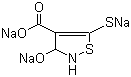 结构式 CAS# 76857-14-2, 4-羧基-5-巯基-3-羟基-异噻唑三钠