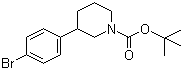 structure of CAS# 769944-73-2, 3-(4-Bromophenyl)piperidine-1-carboxylic acid tert-butyl ester