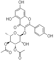 structure of CAS# 77307-50-7, 3'',4''-Di-O-acetylafzelin;Kaempferol 3-O-(3'',4''-di-O-acetyl-alpha-L-rhamnopyranoside); SL 0101; SL 0101-1