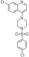 structure of CAS# 774549-97-2, 7-Chloro-4-[4-[(4-chlorophenyl)sulfonyl]-1-piperazinyl]quinoline;KM 11060