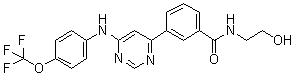 structure of CAS# 778277-15-9, N-(2-Hydroxyethyl)-3-[6-[[4-(trifluoromethoxy)phenyl]amino]-4-pyrimidinyl]benzamide;GNF 5