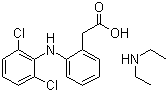 结构式 CAS# 78213-16-8, 双氯芬酸二乙胺; 2-(2,6-二氯苯胺)苯乙酸二乙胺盐
