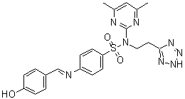 N-(4,6-Dimethyl-2-pyrimidinyl)-4-[[(4-hydroxyphenyl)methylene]amino]-N-[2-(1H-tetrazol-5-yl)ethyl]benzenesulfonamide molecular structure (CAS 78311-79-2)