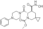 结构式 CAS# 791828-58-5, 阿得巴司; (6S,7S)-7-[(羟基氨基)甲酰基]-6-[(4-苯基-1-哌嗪基)甲酰基]-5-氮杂螺[2.5]辛烷-5-甲酸甲酯