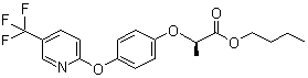 structure of CAS# 79241-46-6, Fluazifop-P-butyl;Butyl (R)-2-(4-((5-(trifluoromethyl)-2-pyridinyl)oxy)phenoxy)propanoate; Fluazifop-P butyl ester; Fusilade 2000; Fusilade DX; Fusilade S