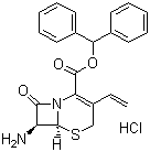 structure of CAS# 79349-67-0, 7-Amino-3-vinyl-3-cephem-4-carboxylic acid diphenylmethyl ester  monohydrochloride;(6R-trans)-7-Amino-3-ethenyl-8-oxo-5-thia-1-azabicyclo[4.2.0]oct-2-ene-2-carboxylic acid diphenylmethyl ester monohydrochloride