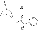 structure of CAS# 80-49-9, Homatropine methylbromide;[(1S,5R)-8,8-dimethyl-8-azoniabicyclo[3.2.1]octan-3-yl] 2-hydroxy-2-phenylacetate bromide