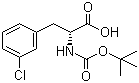 结构式 CAS# 80102-25-6, N-叔丁氧羰基-D-3-氯苯丙氨酸