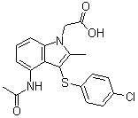 结构式 CAS# 802904-66-1, 4-(乙酰氨基)-3-[(4-氯苯基)硫代]-2-甲基-1H-吲哚-1-乙酸