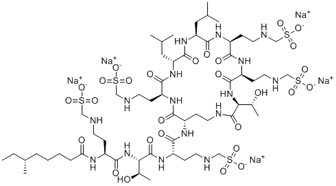 structure of CAS# 8068-28-8, Sodium colistimethate;Colistinat; Coly-Mycin injectable; Colymycin M; Promixi; Colistin, methyl sulfate, sodium salt