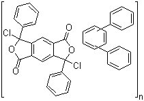 三联苯与 3,7-二氯-3,7-二氢-3,7-二苯基-1H,5H-苯并[1,2-c:4,5-c']二呋喃-1,5-二酮的聚合物分子结构 (CAS 80975-42-4)