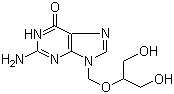 结构式 CAS# 82410-32-0, 更昔洛韦; 9-(1,3-二羟基-2-丙氧甲基)鸟嘌呤